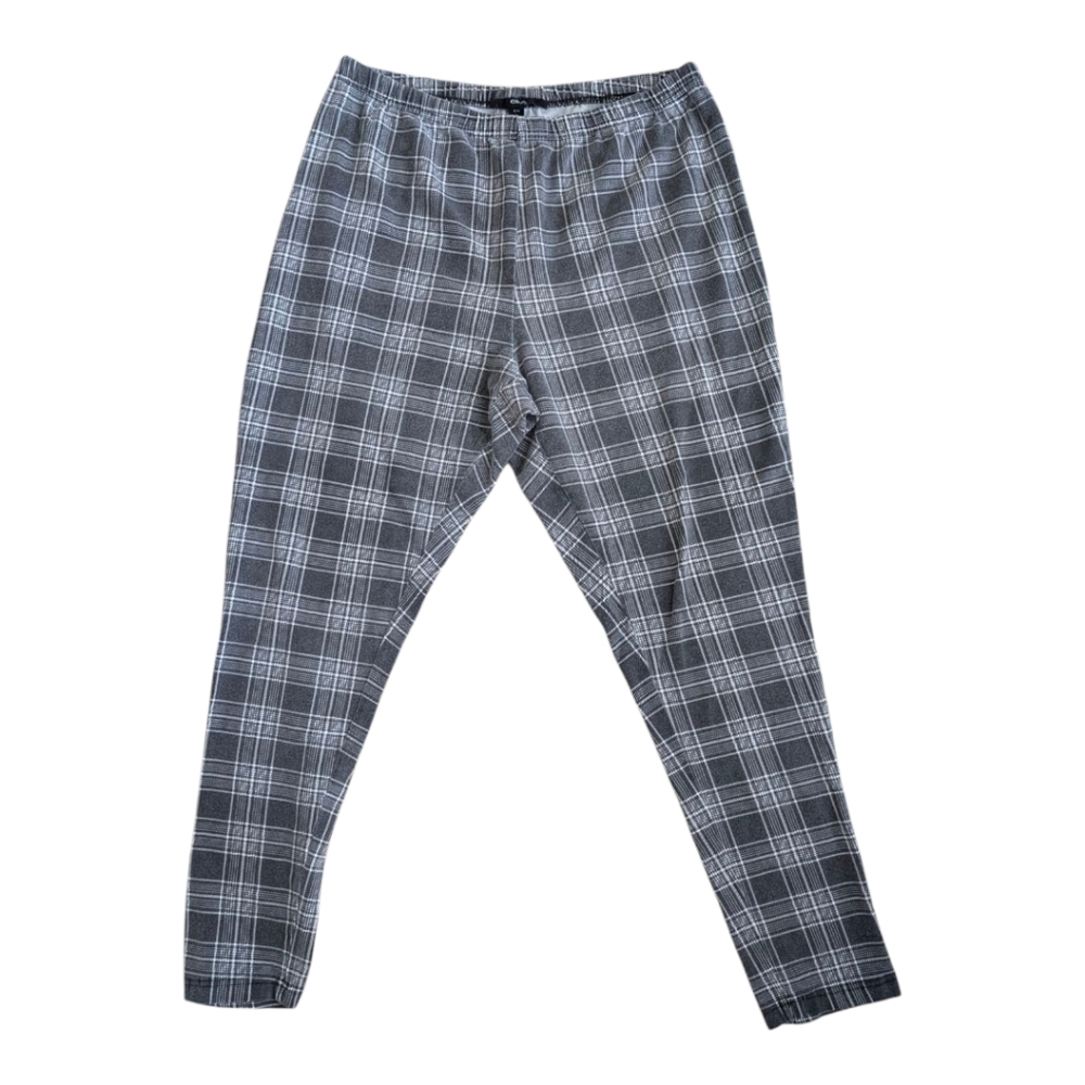 Ellos Soft Gray Plaid Cropped Leggings Large 18/20